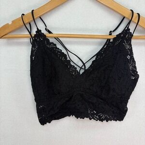 Women's VS PINK Lace Black Halter Bralette Size Large